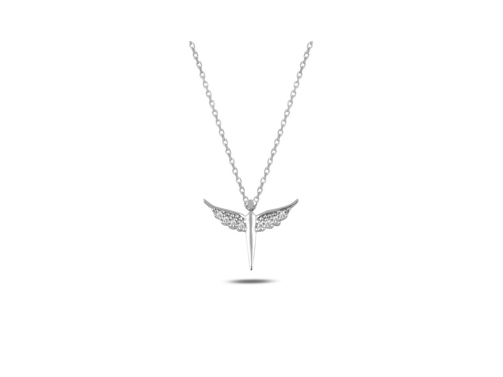 2858 Strieborný náhrdelník ANJEL so Swarovski zirkónmi