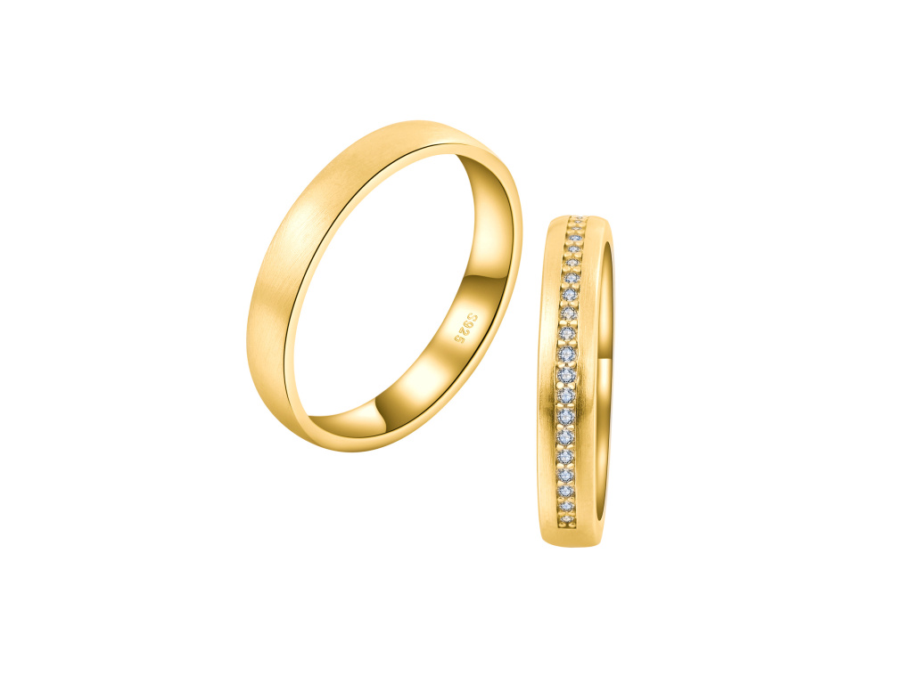 7482 Snubný strieborný prsteň MATTE GOLD